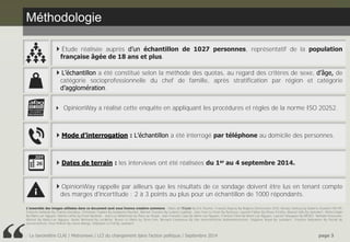Le baromètre CLAI / Metronews / LCI du changement dans l’action politique / Septembre 2014 page 3 
Méthodologie 
Étude ré...