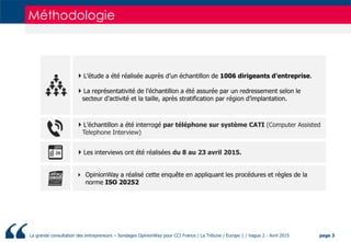 Opinionway / CCI France Grande consultation des entrepreneurs vague 2 - avril 2015
