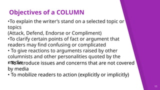 OPINION WRITING: Editorial and Column Writing | PPTX