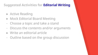 OPINION WRITING: Editorial and Column Writing | PPTX