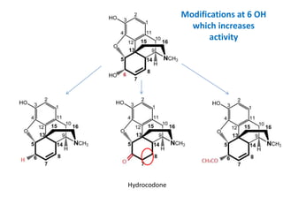 Hydrocodone
Modifications at 6 OH
which increases
activity
 