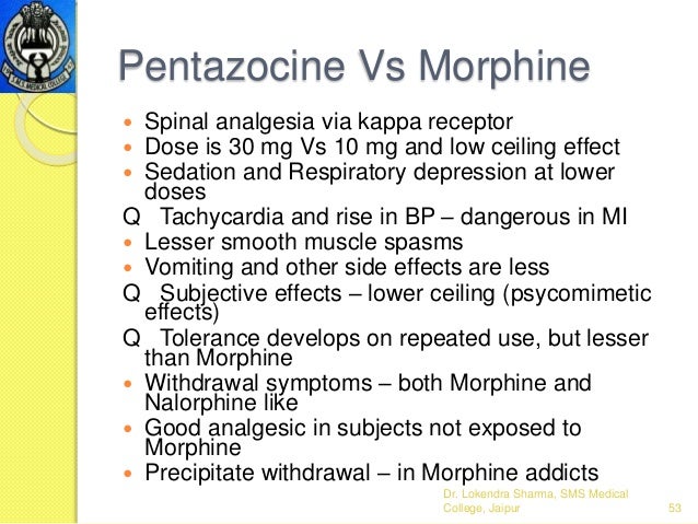 opioid pentazocine morphine analgesia