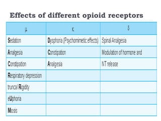 Effects of different opioid receptors
 