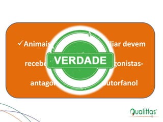 Animais com disfunção biliar devem
receber apenas opióides agonistas-
antagonistas como o butorfanol
41
Efeitos Farmacológicos
 
