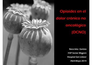 Opioides en el
dolor crónico no
oncológico
(DCNO)
Nora Izko Gartzia
FAP Sector Migjorn
Hospital Son Llàtzer
Abril-Mayo 2014
 