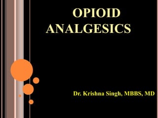 OPIOID
ANALGESICS
Dr. Krishna Singh, MBBS, MD
 