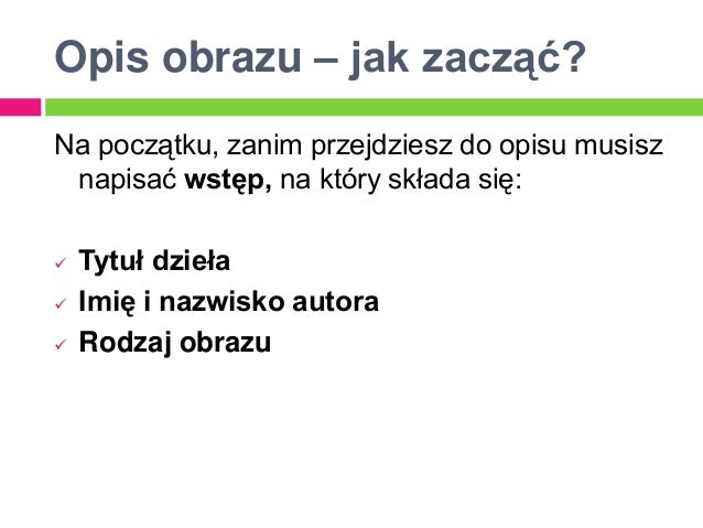 Opis – przedmiot, postać, obraz