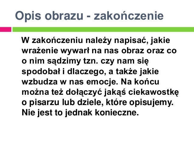 Opis – przedmiot, postać, obraz