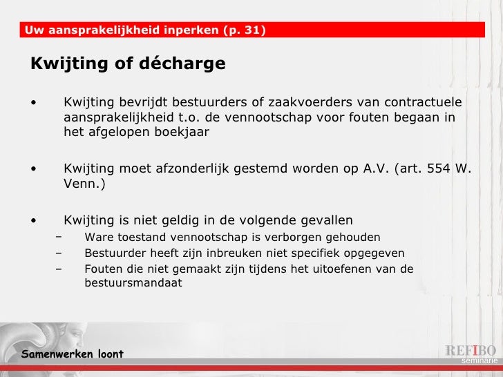 voorbeeldbrief kwijting en decharge