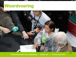 Crisiscommunicatie in de noodplanning | Kortom vzw | 13 mei en 5 juni 2013
Woordvoering
46
 