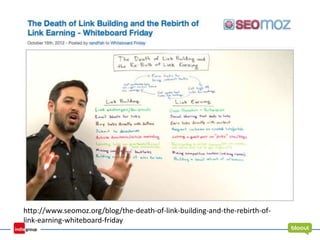 http://www.seomoz.org/blog/the-death-of-link-building-and-the-rebirth-of-
link-earning-whiteboard-friday
 