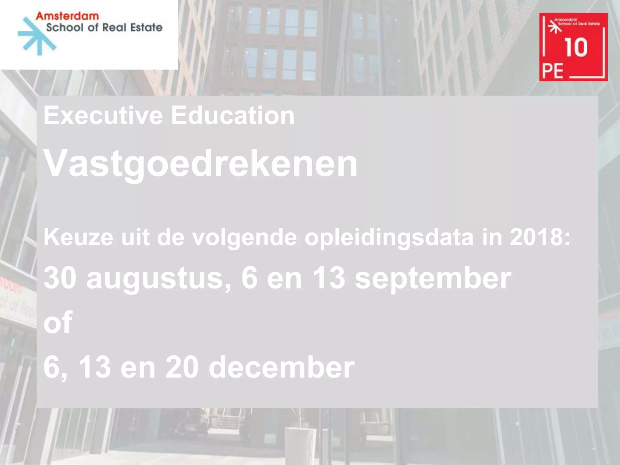 ASRE Opleiding Vastgoedrekenen 2018 | PPT