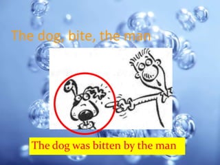 The dog, bite, the man




   The dog was bitten by the man
 