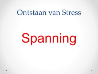Ontstaan van Stress
Spanning
 