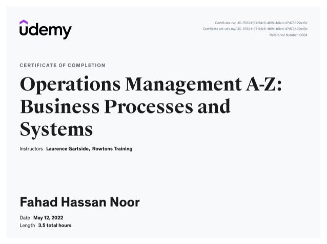 Operations Management A-Z: Business Processes and Systems | Fahad Hassan Noor