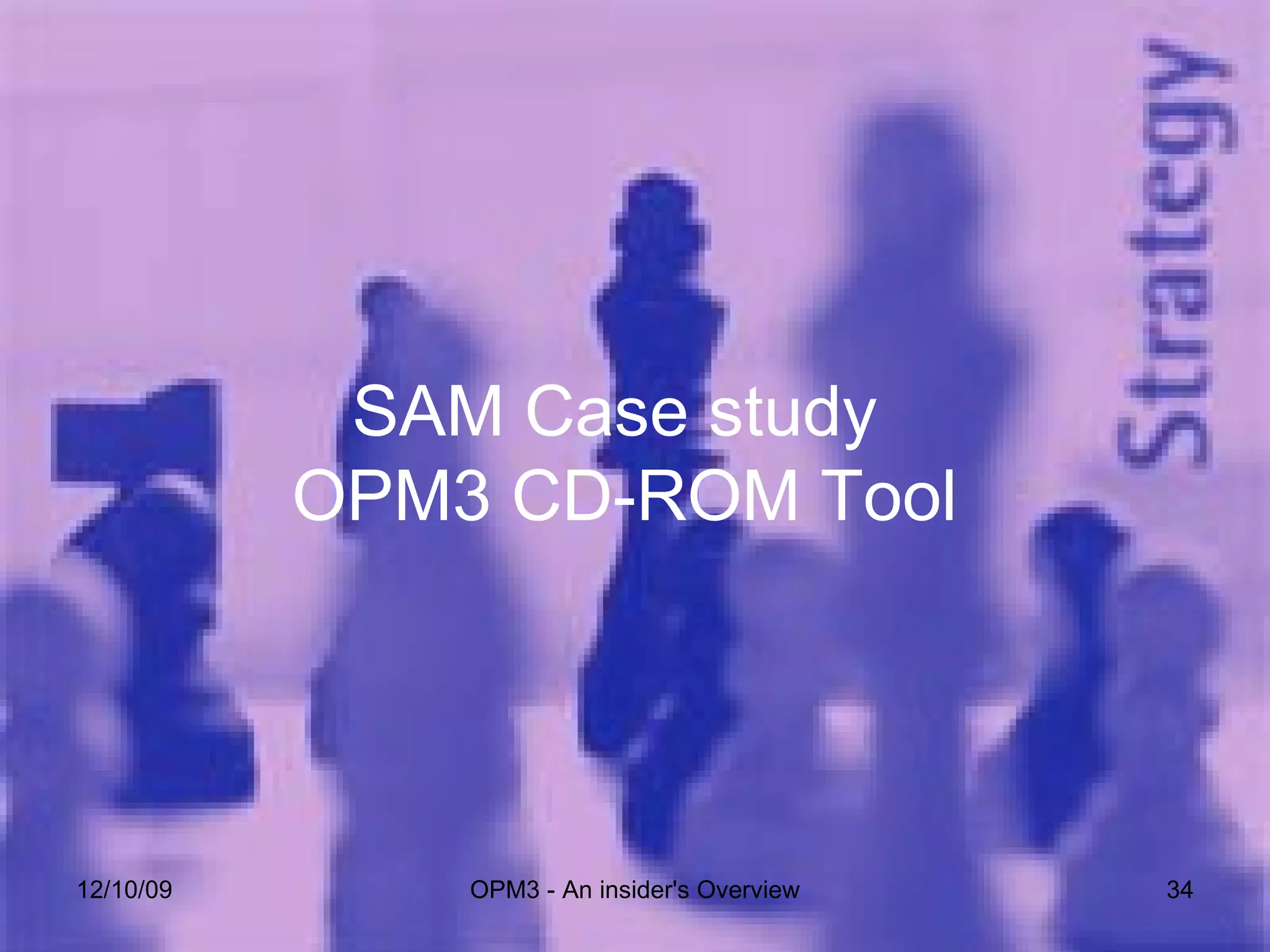 SAM Case study  OPM3 CD-ROM Tool 06/08/09 OPM3 - An insider's Overview 