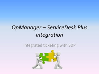 OpManager – ServiceDesk Plus integration Integrated ticketing with SDP 