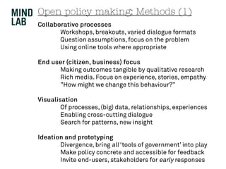 Open policy making: Methods (1)