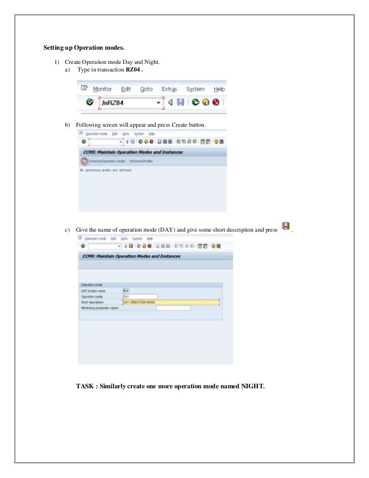 Setup operation mode in SAP