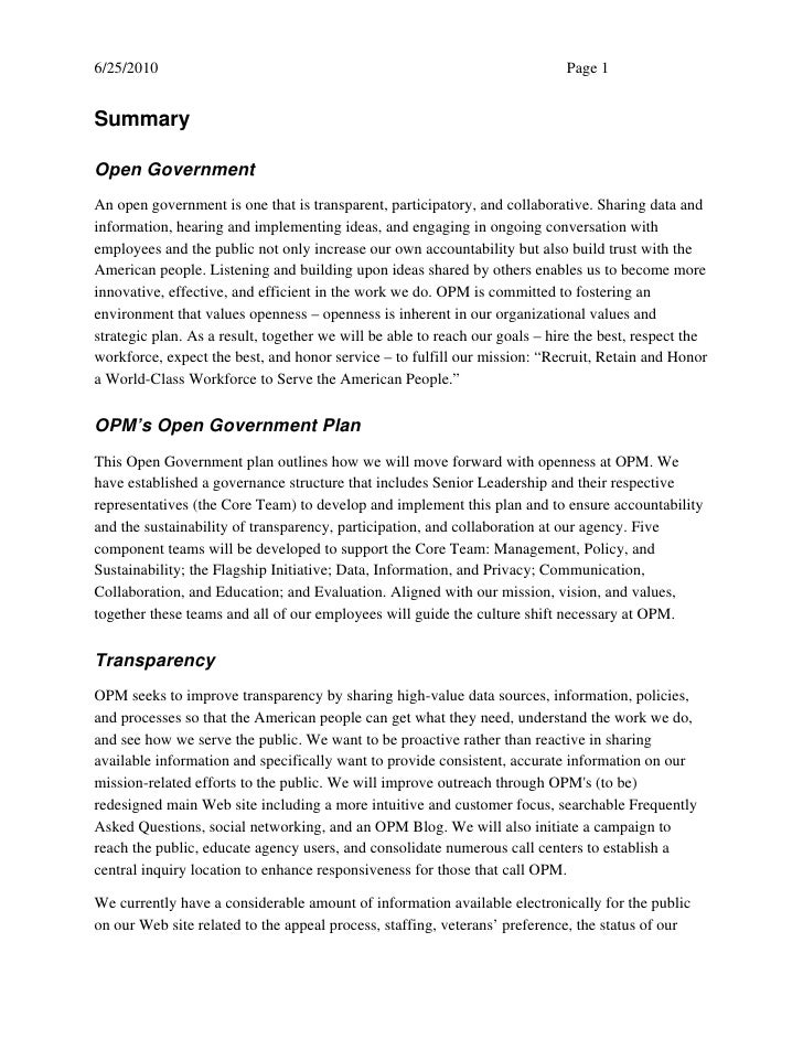 OPM Open Gov Plan