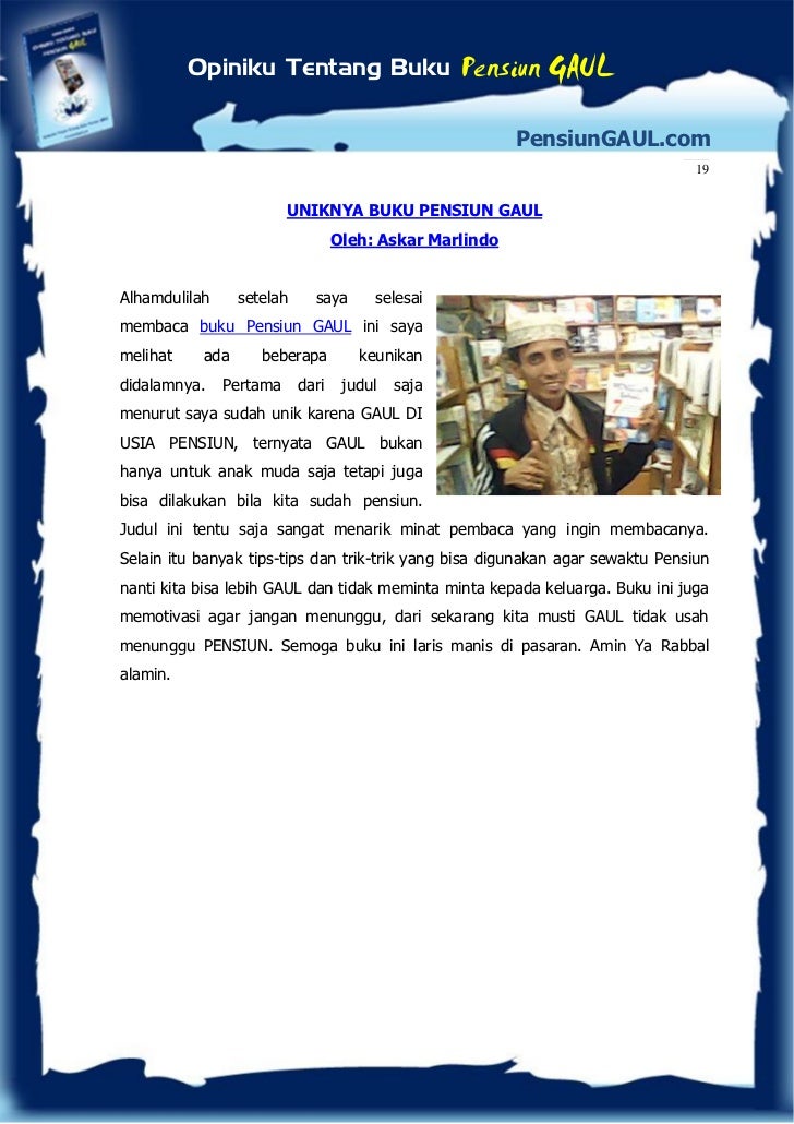 Opiniku Tentang Buku Pensiun GAUL