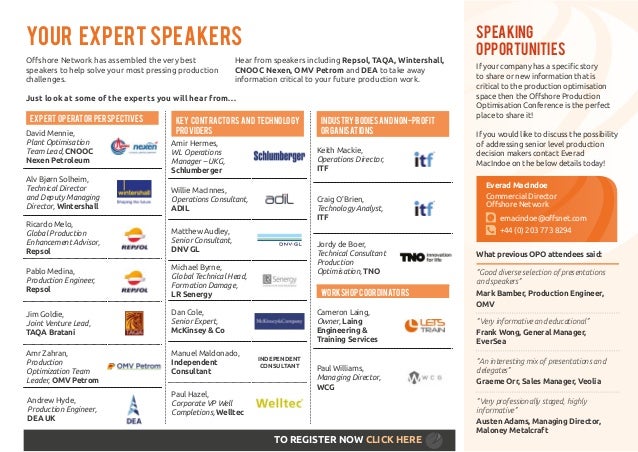 2nd Offshore Production Optimisation Conference Europe