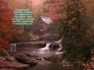 Os grandes mestres sabem ser severos e rigorosos sem renegarem a mais perfeita quietude e benevolência.   