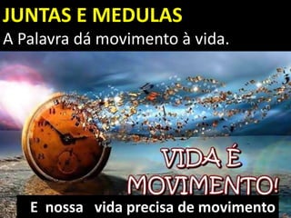 JUNTAS E MEDULAS
A Palavra dá movimento à vida.
E nossa vida precisa de movimento
 