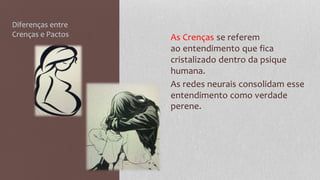 Diferenças entre
Crenças e Pactos As Crenças se referem
ao entendimento que fica
cristalizado dentro da psique
humana.
As redes neurais consolidam esse
entendimento como verdade
perene.
 