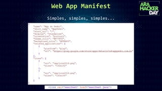 Web App Manifest
Simples, simples, simples...
 