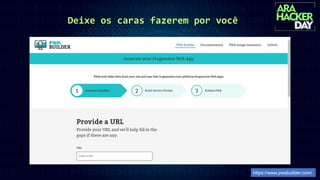 Deixe os caras fazerem por você
https://www.pwabuilder.com/
 