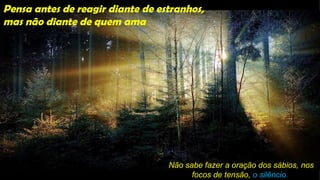 Pensa antes de reagir diante de estranhos,
mas não diante de quem ama




                                  Não sabe fazer a oração dos sábios, nos
                                        focos de tensão, o silêncio.
 