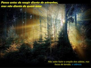 Pensa antes de reagir diante de estranhos,
mas não diante de quem ama




                                  Não sabe fazer a oração dos sábios, nos
                                        focos de tensão, o silêncio.
 