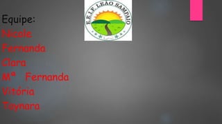 Equipe:
Nicole
Fernanda
Clara
Mª Fernanda
Vitória
Taynara
 