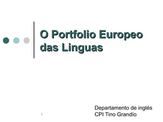 O Portfolio Europeo
das Linguas




          Departamento de inglés
1         CPI Tino Grandío
 