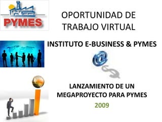 OPORTUNIDAD DE TRABAJO VIRTUAL INSTITUTO E-BUSINESS & PYMES LANZAMIENTO DE UN MEGAPROYECTO PARA PYMES 2009 