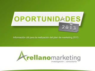 Información útil para la realización del plan de marketing 2013
 