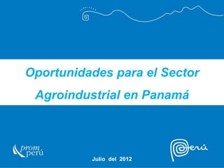 Oportunidades para el Sector
Agroindustrial en Panamá
Julio del 2012
 