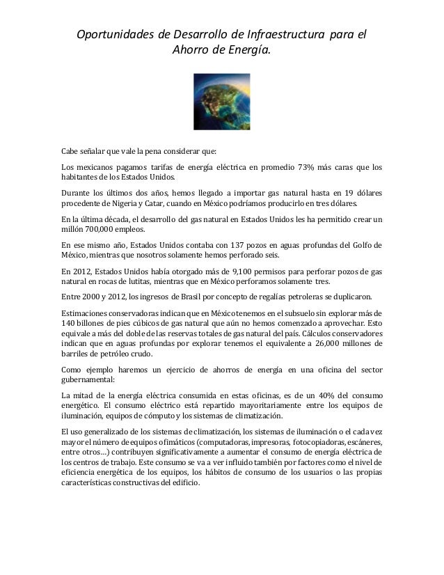 Oportunidades De Desarrollo De Infraestructura Para El Ahorro De Ener Oportunidades De Desarrollo De Infraestructura Para El Ahorro De Ener