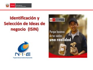 Identificación y
Selección de Ideas de
negocio (ISIN)
 