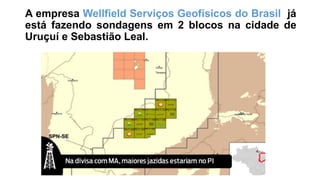 A empresa Wellfield Serviços Geofísicos do Brasil já
está fazendo sondagens em 2 blocos na cidade de
Uruçuí e Sebastião Leal.
 