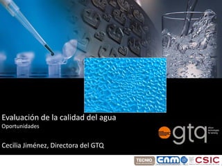Control de la calidad del agua
      Haga clic para modificar el estilo de 
Oportunidades
                título del patrón




Evaluación de la calidad del agua
Oportunidades


Cecilia Jiménez, Directora del GTQ
 