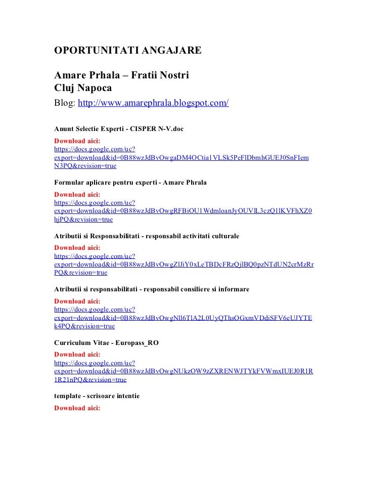 Oportunitati Angajare Amare Prhala