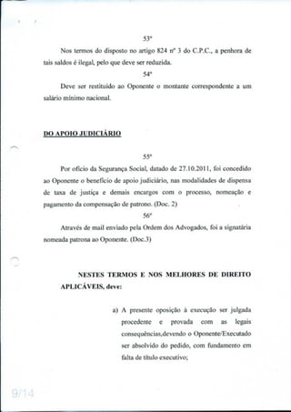 Oposicao a execucao e penhora