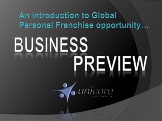 An introduction to GlobalPersonal Franchise opportunity…  Business Preview 