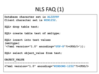 DBMS_XMLGEN (2)RESULT ------------------------------------------------<?xml version="1.0"?> <ROWSET> 		<EMPLOYEE> 			<EMPLOYEE_ID>100</EMPLOYEE_ID> 				<FIRST_NAME>Steven</FIRST_NAME> 			<LAST_NAME>King</LAST_NAME> 			<EMAIL>SKING</EMAIL> 							<PHONE_NUMBER>515.123.4567</PHONE_NUMBER> 			<HIRE_DATE>17-JUN-87</HIRE_DATE> 			<JOB_ID>AD_PRES</JOB_ID> 			<SALARY>24000</SALARY> 			<DEPARTMENT_ID>90</DEPARTMENT_ID> 		</EMPLOYEE>…</ROWSET>