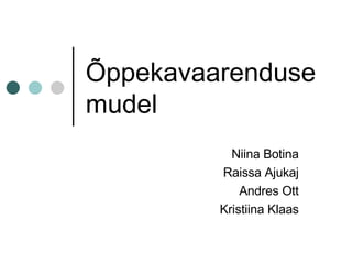 Õppekavaarenduse mudel Niina Botina Raissa Ajukaj Andres Ott Kristiina Klaas 