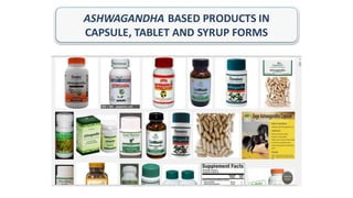 ASHWAGANDHA BASED PRODUCTS IN
CAPSULE, TABLET AND SYRUP FORMS
 