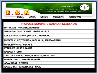 E . S . N SOLUSI         ANDA         UNTUK         MERUBAH         KEHIDUPANPRODUK          SOLUSI KESEHATAN ANDA MENJAGA & MENINGKATKAN KESEHATAN