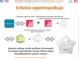 Erilaisia	
  oppimispolkuja	
  
Kuva:	
  Sanna	
  Brauer	
  ja	
  KaP	
  Korento	
  /	
  OAMK	
  AOKK	
  
 